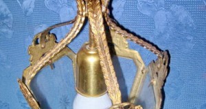 7586-Lampadar tip Felinar Franta bronz masiv aurit.