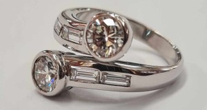 Inel din aur alb 18K cu diamante naturale IAU253
