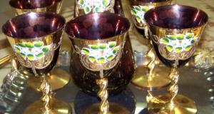 Set sticla Murano-ametist cu aur