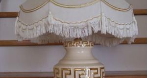 lampa  ceramica fond ivoir,abajur textil -70 cm