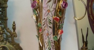 vaza portelan,flori aplicate-h 40 cm