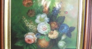 tablou flori-pictura ulei pe panza-85 75 cm