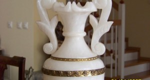 lampa-veioza Empire  alabastru sculptat,alama-52 cm