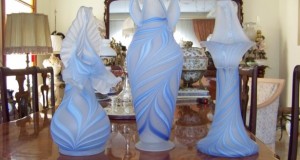 impozante 3 vaze sticla lucrata manual-46,42,40 cm
