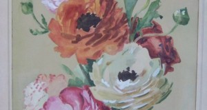 tablou 52-42 cm-flori acuarela romaneasca 1964