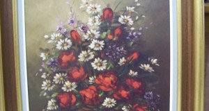 tablou flori 70-60 cm-ulei pe panza semnat