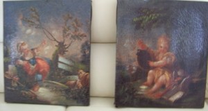 2 tablouri reprod.pe panza 36-30 cm