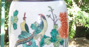 vaza  Nanking 46 cm-ceramica craquele ,pictata