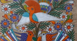 tablou folk art Mexic-pasari tropicale 65-43 cm