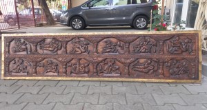Panou  India  Kamasutra sculptura lemn 185 cm