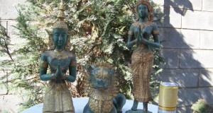 2 statuete bronzTeppanom gardieni templu 46,40cm