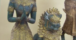 2 statuete bronzTeppanom gardieni templu 46,40cm