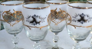 6 pahare cristal decorate manual perfecte 18 cm