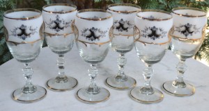 6 pahare cristal decorate manual perfecte 18 cm