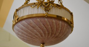 de exceptie lustra  pendul lux   Lucien Gau bronz d ore-pate de vere h 60,diam 31 cm