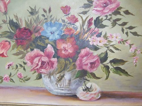 tablou Flori-ulei semnat-93-65 cm
