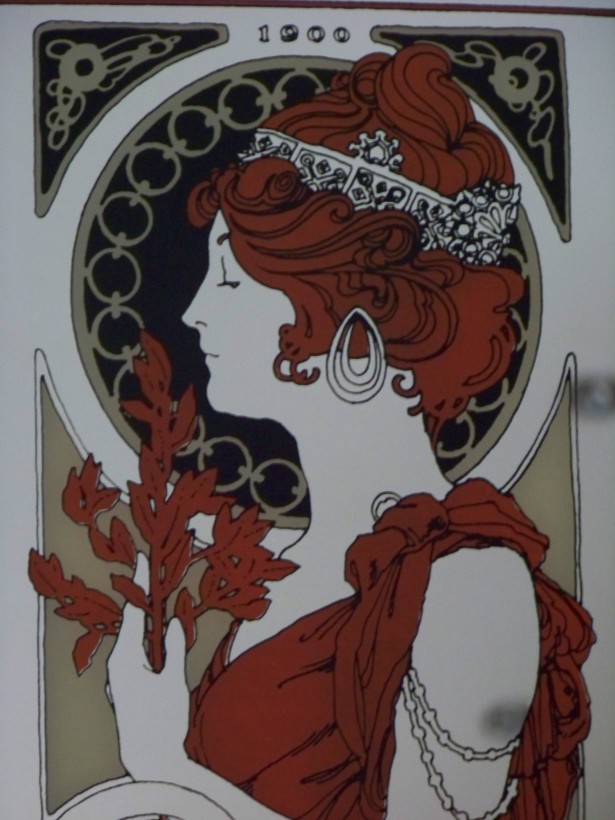 2 tablouri-oglinda  Art Nouveau-A.Mucha 46-31 cm