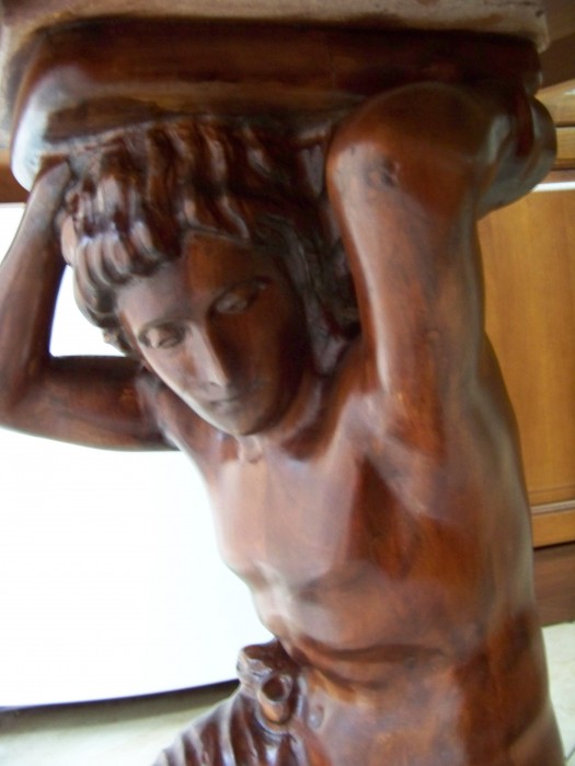consola-piedestal-Atlas-sculptura lemn h 82 cm