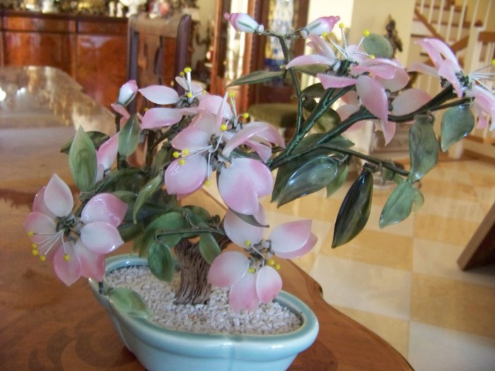 bonsai-pomisor  flori sticla lucrate manual  33-25 cm