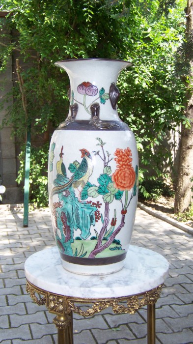 vaza  Nanking 46 cm-ceramica craquele ,pictata