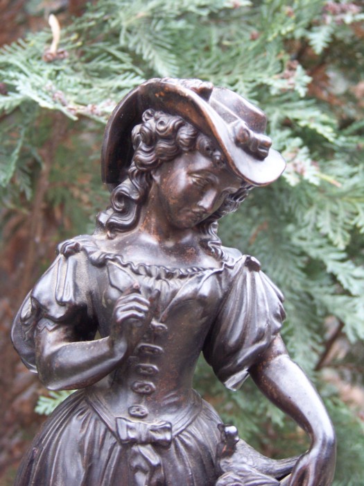 statueta antica sec XIX-dama de epoca-ceramica-40 cm