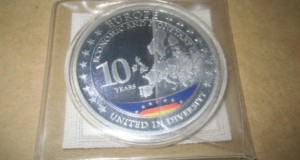 A181-UNC-Medalia 10 ani Europa unita 2011 Reichstag medalion vultur.