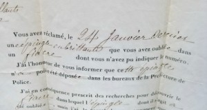 B689-Scrisoare veche 1847 Prefectura Politia Paris cu semnatura.