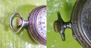 G54-Ceas buzunar cadran portelan floral AMALPHA functional prb. argint. Gravat anii 1860-1880, Unisex, CADRAN STARE FOARTE BUNA