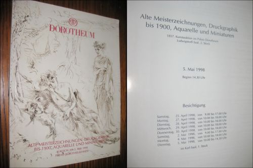 Catalog Antichitati cu preturi Dorotheum 05 Mai 1998. Palatul Doroteum de la Viena. Desene, gravuri,