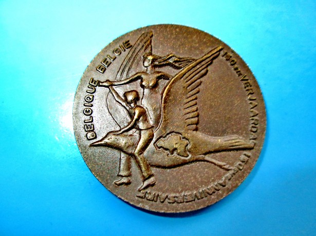 5153-Medalia 150 ani Independenta Belgia stare buna.