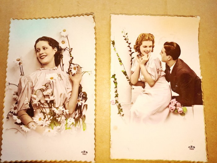 C110-2 Carti Postale vechi romantice felicitare 1920-40.