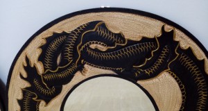Superbă oglinda rama din lemn cu dragoni sculptata