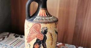 Vaza veche greceasca ceramica mitologie stilul Lekythos, Grecia