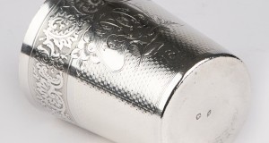 Pahar argint 950,gravat model tip guilloche,capacitate 210ml