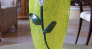 vaza sticla-cristal Murano cu floare-20 cm