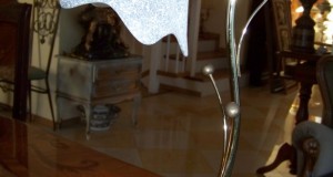lampa fina cromata  cu abajur sticla mata-40 cm
