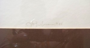 tablou in creion 48-42 cm semnat datat 1972