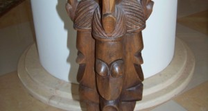 piedestal sculptura tribala lemn exotic h 65 cm