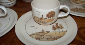 serviciu cafea-mic dejun  ceramica vintage pictat manual