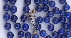 Colier 95 cm  lapis lazuli,inchizatoare argint 835