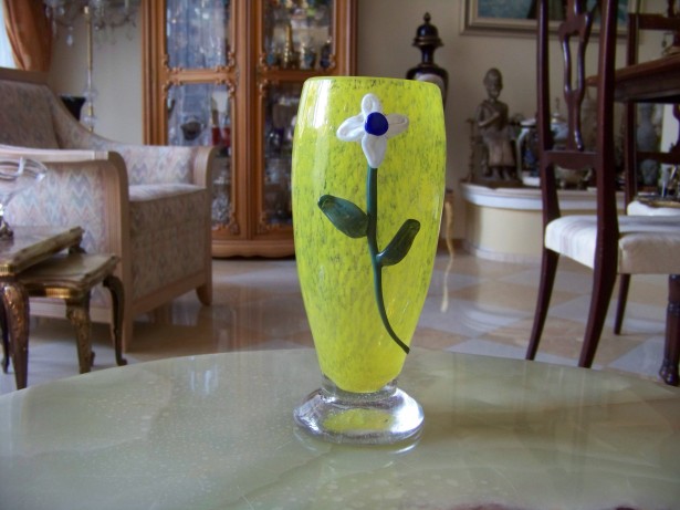 vaza sticla-cristal Murano cu floare-20 cm