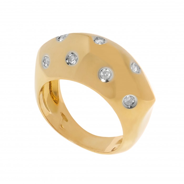 Inel din aur galben 18K cu diamante naturale, circumferinta - 53 mm