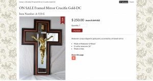 Crucifix deosebit,  pe oglinda din cristal