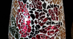 Set 2 sfesnice deosebite,  sticla  cu mozaic, model floral