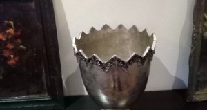 Vaza cupa suflata cu argint 40x 30 cm