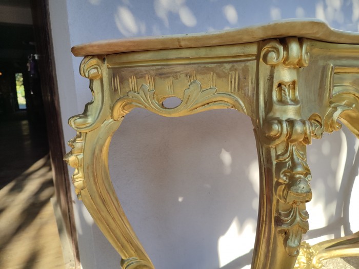 Consolă baroc antica cu marmura si oglinda
