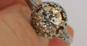 Inel vechi aur 18k cu diamant natural  maroniu 1.3 ct