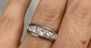 Inel vechi  art  aur 14k cu  diamante