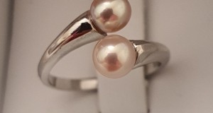 inel argint 925 aurit, cu top perle naturale baby pink