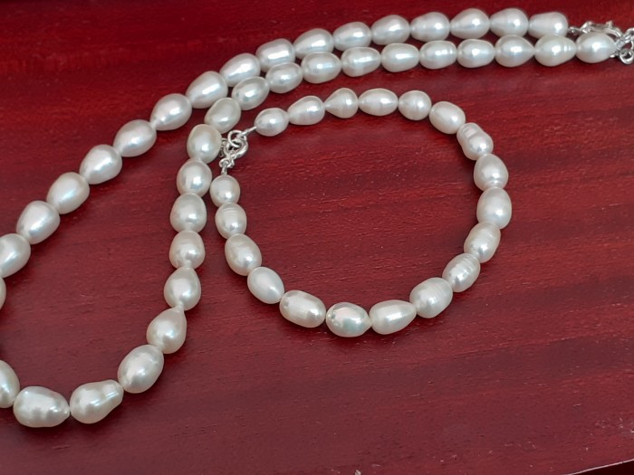 Colier   bratara perle naturale argint